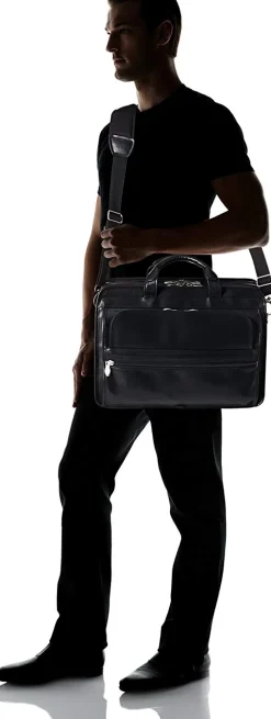 McKlein Business Cases<USA P Series Elston 15.6 Inch Leather Double Compartment Lapto Black