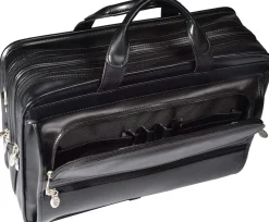 McKlein Business Cases<USA P Series Elston 15.6 Inch Leather Double Compartment Lapto Black
