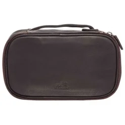 Mancini Portfolios|Attaches & Briefcases<Medium Zippered Toiletry Bag, 10" x 5.5" x 3", Brown