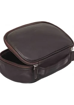 Mancini Portfolios|Attaches & Briefcases<Medium Zippered Toiletry Bag, 10" x 5.5" x 3", Brown