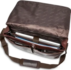 Mancini Portfolios|Business Cases<Messenger bag for 15'' Laptop / Tablet, 16.25" x 3.25" x 12", Brown