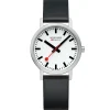 Mondaine Unisex Watches|Women's Watches<CLASSIC BRUSHED CASE BLACK VEGAN GRAPE LEATHER A6603031416SBBV