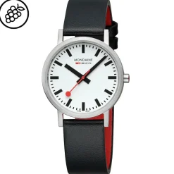 Mondaine Unisex Watches|Women's Watches<CLASSIC BRUSHED CASE BLACK VEGAN GRAPE LEATHER A6603031416SBBV