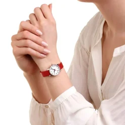 Mondaine Women's Watches<EVO2 26 MM Watch, RED VEGAN GRAPE LEATHER | Altman Luggage