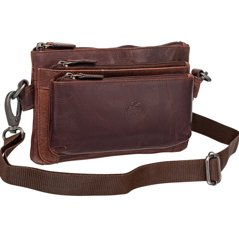 Mancini Portfolios|Attaches & Briefcases<Multi Function Waist Bag, 9.5" x 2" x 5.5", Brown