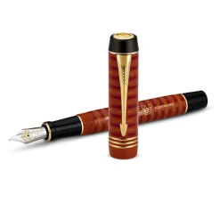 Parker Fountain<Duofold 100 LE Anniversary Centennial Limited Fountain Pen Blue GT Red