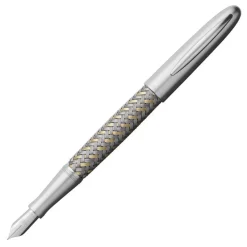 Porsche Design Fountain<P3110 TecFlex Steel/Gold Fountain Pen