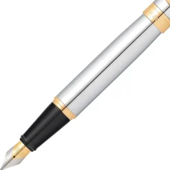 Sheaffer Fountain<300 Bright Chrome Fountain Pen With Gold Trims