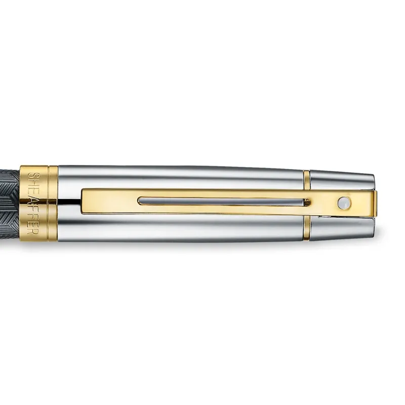Sheaffer Ballpoint<300 ENGRAVED MATT BLACK BARREL AND SHINY CHROME CAP PVD GOLD TRIMS BP