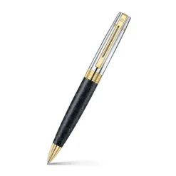 Sheaffer Ballpoint<300 ENGRAVED MATT BLACK BARREL AND SHINY CHROME CAP PVD GOLD TRIMS BP