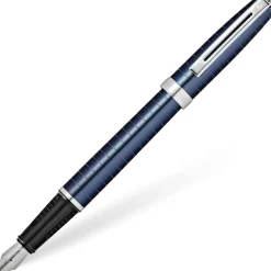 Sheaffer Pen Closeouts|Fountain<Prelude Deep Blue Horizontal Line Engraving Fountain Pen