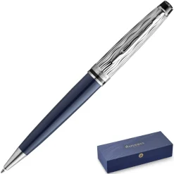 Waterman Ballpoint<Expert Special Edition Deluxe Blue Chrome Trim Ballpoint Pen